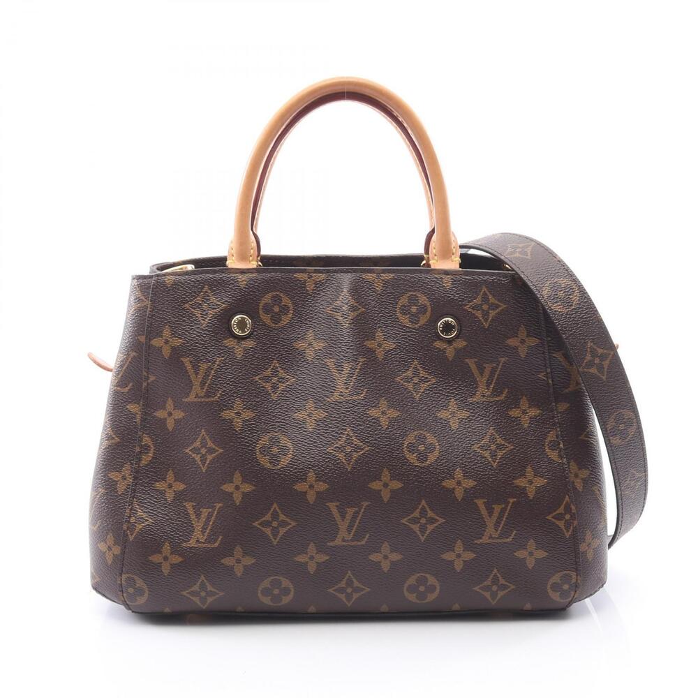Louis Vuitton Montaigne Monogram Handbag Canvas Leather Brown